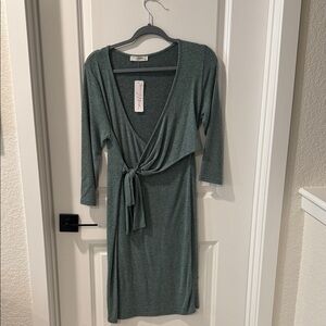 Hello MIZ Teal Long Sleeve Dress